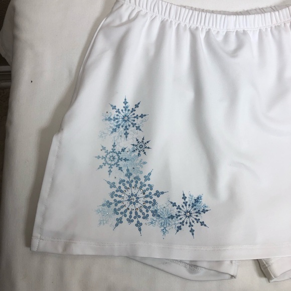 DTL Lycra Made In USA White Blue Blink Top and Skort Tennis Golf Set  L - Picture 11 of 16